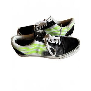 Vans Men's Sneakers with Neon Green Flames - Kickin' It Old School!